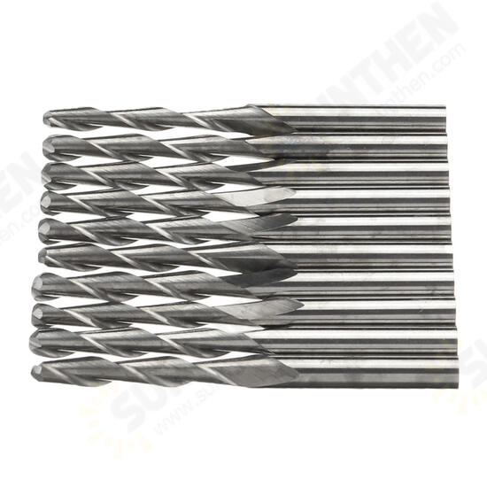 10pcs 1/8 Inch Shank Spiral Ball Nose End Mill 22mm Cutting Length CNC Milling Cutter