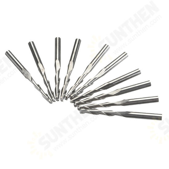 10pcs 1/8 Inch Shank Spiral Ball Nose End Mill 22mm Cutting Length CNC Milling Cutter