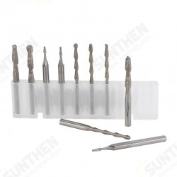 10pcs 1/8 Inch Shank Spiral Ball Nose End Mill 22mm Cutting Length CNC Milling Cutter