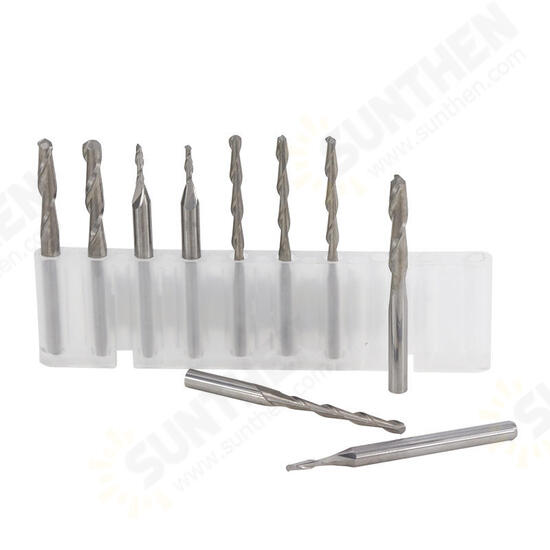 10pcs 1/8 Inch Shank Spiral Ball Nose End Mill 22mm Cutting Length CNC Milling Cutter