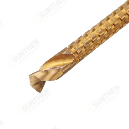 10pcs 3-13mm HSS Titanium Coated Twist Drill Bit Set Wood Metal Cutting Groove Drill Bit