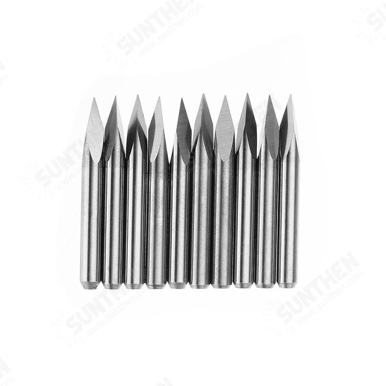 10pcs 3.175mm Shank 30 Degree 0.1/0.2/0.3mm Tip Engraving Bit CNC Tool