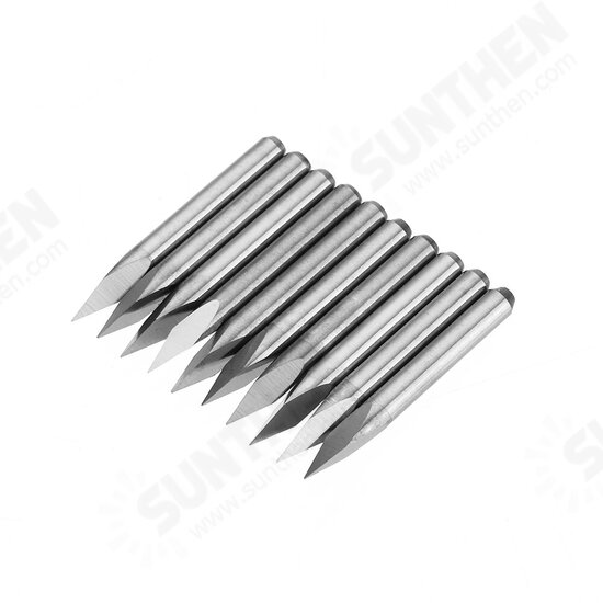 10pcs 3.175mm Shank 30 Degree 0.1/0.2/0.3mm Tip Engraving Bit CNC Tool