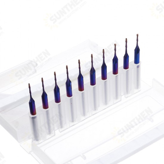 10pcs 3.175mm Shank Blue Coated Spiral Flat End Mill Two Flute CNC Milling Cutter 10pcs 3.175mm Shank Blue Coated Spiral Flat End Mill Two Flute CNC Milling Cutter