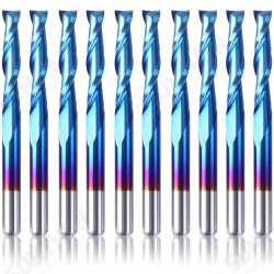 10pcs 3.175mm Shank Nano Blue Coat Flat Nose End Mill CNC Router Bits 1/8 Inch Shank Spiral Upcut 2 Flute Milling Cutter