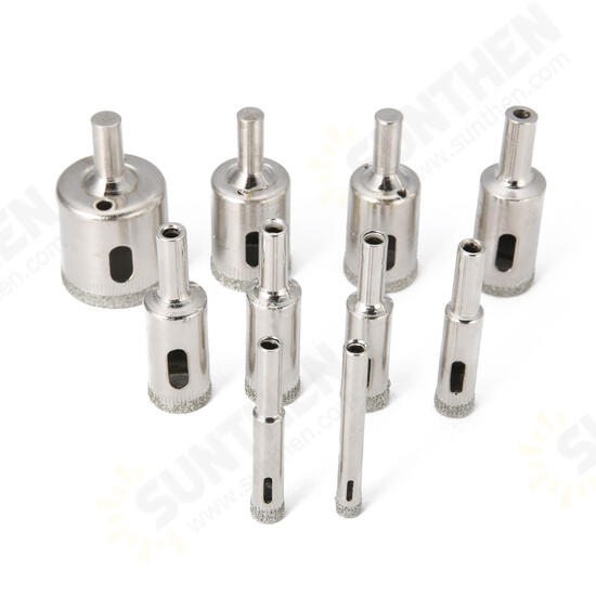 10pcs Diamond Drill Bit Set 6mm to 30mm Diamond Tools Hole Saw Cutter for Glass