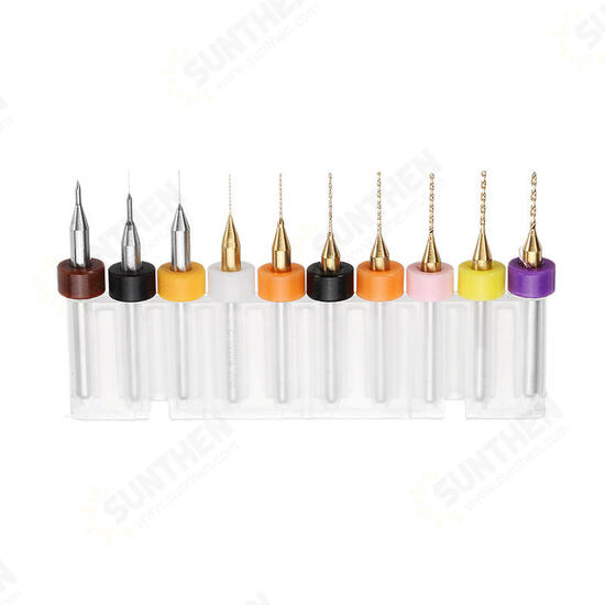 10pcs Titanium Coated Tungsten Carbide Micro PCB Drill Bits Set for PCB Circuit Board