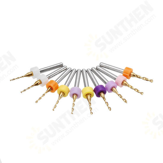 10pcs Titanium Coated Tungsten Carbide Micro PCB Drill Bits Set for PCB Circuit Board