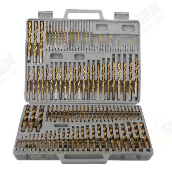 115pcs Titanium Plating Twist Drill Bit Set 1/16-1/2 Inch Round Shank Twist Drill For Quick Wood Metal Drilling