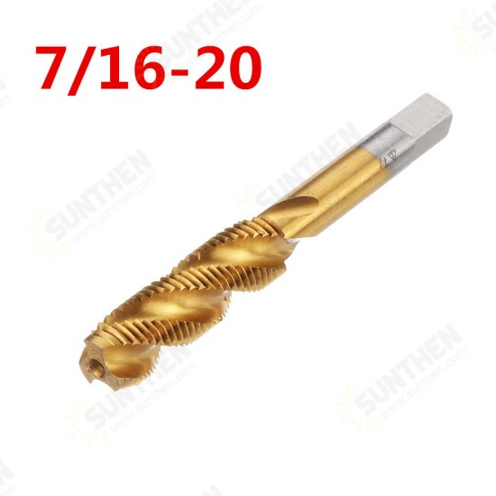 1/2-3/4 Imperial Spiral Flute Hand Tap HSS Titanium Coated Machine Screw Plug Tap Drill