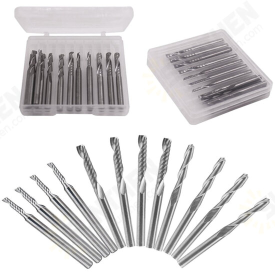12Pcs Carbide Milling Cutter CNC Milling Cutter Single/Double Flute Tool For Nylon Resin ABS Acrylic PVC MDF Hardwood 12Pcs Carbide Milling Cutter CNC Milling Cutter Single/Double Flute Tool For Nylon Resin ABS Acrylic PVC MDF Hardwood