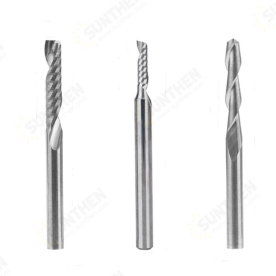 12Pcs Carbide Milling Cutter CNC Milling Cutter Single/Double Flute Tool For Nylon Resin ABS Acrylic PVC MDF Hardwood