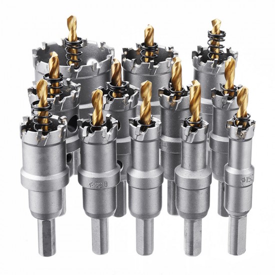 12pcs 15mm-50mm Upgrade M35 Titanium Coated Hole Saw Cutter for Stainless Steel Aluminum Alloy