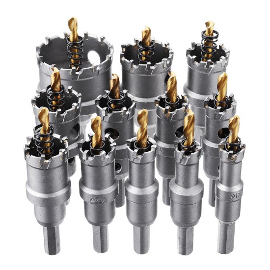 12pcs 15mm-50mm Upgrade M35 Titanium Coated Hole Saw Cutter for Stainless Steel Aluminum Alloy