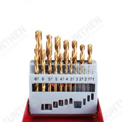 13/19/25pcs HSS Twist Drill Bit Set 1-10mm Titanium Coated Drill Bit for Wood Metal Drilling