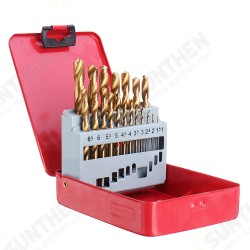 13/19/25pcs HSS Twist Drill Bit Set 1-10mm Titanium Coated Drill Bit for Wood Metal Drilling
