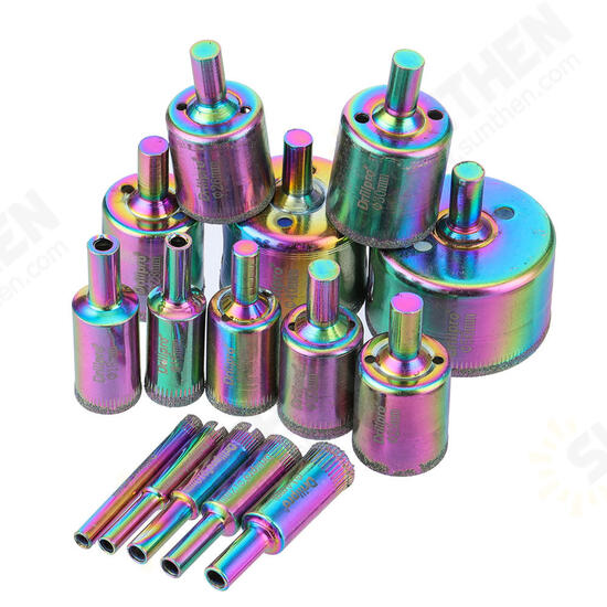 15pcs 6-50mm Titanium Diamond Hole Saw Drill Bit Set Tile Ceramic Glass Marble Drill Bits