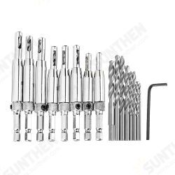 17Pcs Woodworking Hinge Drill Hexagonal Shank Self-centering Drill Bit Set For Door and Window Derailment Holes 17Pcs Woodworking Hinge Drill Hexagonal Shank Self-centering Drill Bit Set For Door and Window Derailment Holes