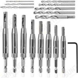 17Pcs Woodworking Hinge Drill Hexagonal Shank Self-centering Drill Bit Set For Door and Window Derailment Holes 17Pcs Woodworking Hinge Drill Hexagonal Shank Self-centering Drill Bit Set For Door and Window Derailment Holes