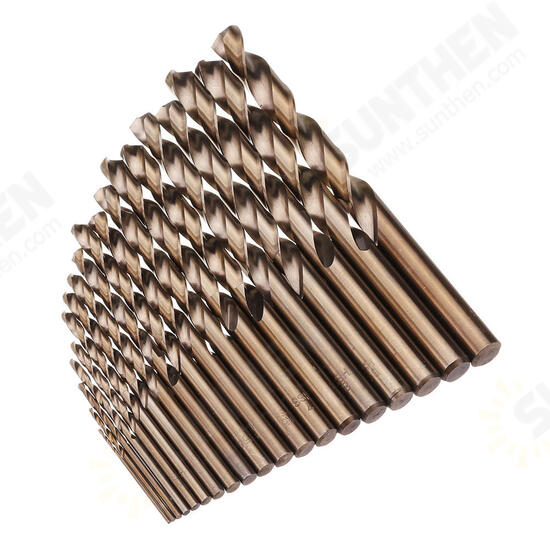 19pcs 1-10mm HSS M35 Cobalt Twist Drill Bit Set for Metal Wood Drilling