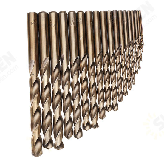 19pcs 1-10mm HSS M35 Cobalt Twist Drill Bit Set for Metal Wood Drilling 19pcs 1-10mm HSS M35 Cobalt Twist Drill Bit Set for Metal Wood Drilling