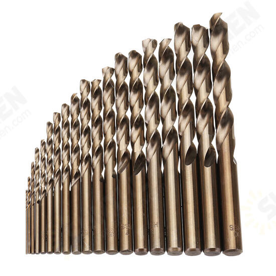 19pcs 1-10mm HSS M35 Cobalt Twist Drill Bit Set for Metal Wood Drilling