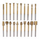 20Pcs Titanium Coated Rotary File Cutters HSS Mini Burr Wood Working Milling Carving Rasp Drill Bits