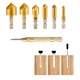 23Pcs Woodworking Chamfer Countersink Drill Bit Set 6Pcs 1/4 Inch Hexagon 5 Flute 90° Countersink Drill 7Pcs Three-Pointed Drill 8Pcs Wood Plug Cutter