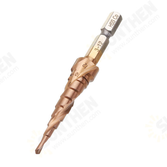 3-12/4-20/4-32mm M35 Cobalt Step Drill Bit 1/4 Inch Hex Shank HSS-Co Step Drill Bit