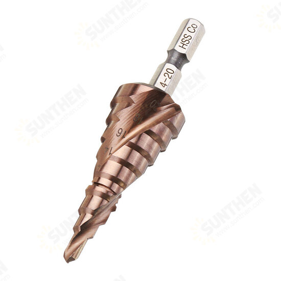3-12/4-20/4-32mm M35 Cobalt Step Drill Bit 1/4 Inch Hex Shank HSS-Co Step Drill Bit 3-12/4-20/4-32mm M35 Cobalt Step Drill Bit 1/4 Inch Hex Shank HSS-Co Step Drill Bit