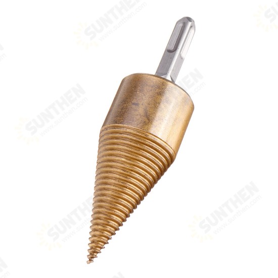 32/42mm Titanium Coated HSS Round/Square/Hexagonal Shank Firewood Drill Bit Splitter Wood Split Cone Drill Bit For Tree Cutting