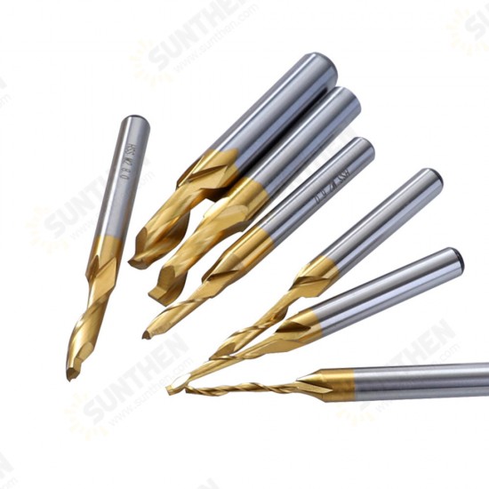 3/4/5/6/8/10/12mm Titanium End Mill CNC Engraving Router Bits HSS M2 Single Flute Spiral Milling Cutter for Aluminum