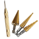 3Pcs 3-12/4-12/4-20mm HSS Titanium Coated Step Drill Bits with Automatic Center Pin Punch