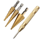 3Pcs 3-12/4-12/4-20mm HSS Titanium Coated Step Drill Bits with Automatic Center Pin Punch