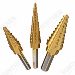 3Pcs HSS Round Shank Titanium Coated Quick Change Step Drill Bits 3/16-1/2 1/8-1/2 1/4-3/4 Inch 3Pcs HSS Round Shank Titanium Coated Quick Change Step Drill Bits 3/16-1/2 1/8-1/2 1/4-3/4 Inch