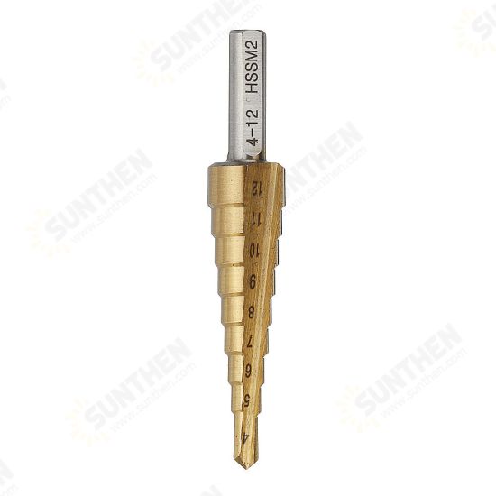4-12/4-20/4-32mm HSS 6542 Titanium Coated Step Drill Bit Triangle Shank 4-12/4-20/4-32mm HSS 6542 Titanium Coated Step Drill Bit Triangle Shank