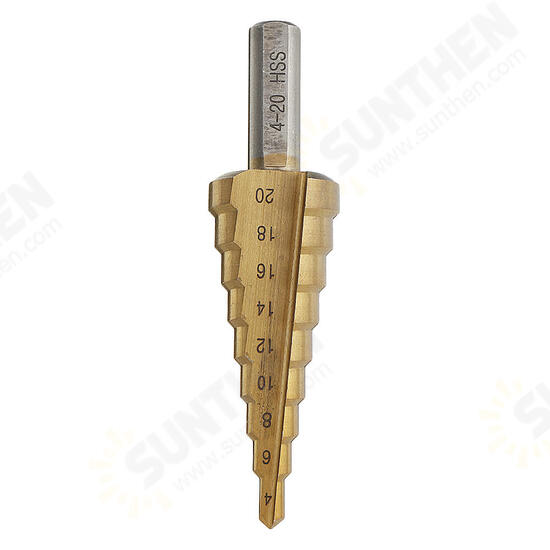 4-12/4-20/4-32mm HSS 6542 Titanium Coated Step Drill Bit Triangle Shank 4-12/4-20/4-32mm HSS 6542 Titanium Coated Step Drill Bit Triangle Shank