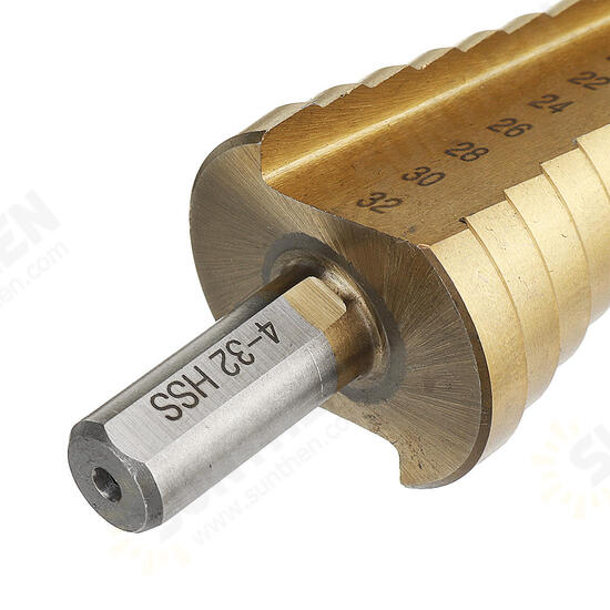 4-12/4-20/4-32mm HSS 6542 Titanium Coated Step Drill Bit Triangle Shank 4-12/4-20/4-32mm HSS 6542 Titanium Coated Step Drill Bit Triangle Shank