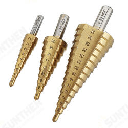 4-12/4-20/4-32mm HSS 6542 Titanium Coated Step Drill Bit Triangle Shank