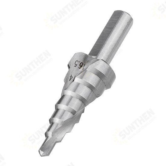 4-16.5mm HSS Step Drill Bit High Speed Steel Triangular Handle Spiral Groove Step Drill Bit 4-16.5mm HSS Step Drill Bit High Speed Steel Triangular Handle Spiral Groove Step Drill Bit