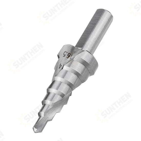 4-16.5mm HSS Step Drill Bit High Speed Steel Triangular Handle Spiral Groove Step Drill Bit