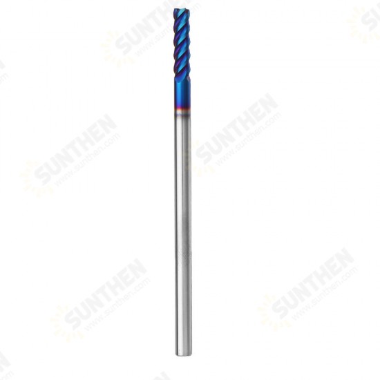 4/5/6/8mm HRC60 4 Flutes Milling Cutter L100mm Blue NACO Coated Tungsten Carbide Milling Cutter CNC Tool