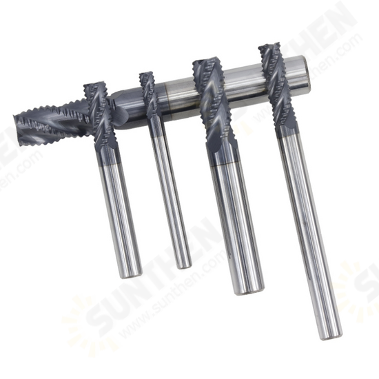 4/6/8/10/12mm Tungsten Carbide HRC55 Roughing End Mill 4 Flute Spiral CNC Router Bit TiAIN Coating End Milling Cutter 4/6/8/10/12mm Tungsten Carbide HRC55 Roughing End Mill 4 Flute Spiral CNC Router Bit TiAIN Coating End Milling Cutter