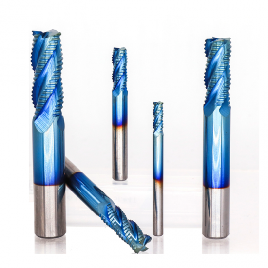 4mm-12mm Blue Nano Coating Roughing End Mill 4 Flute Spiral Carbide End Mill CNC Router Bit End Milling Cutter