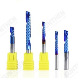 4mm Shank 1 Flute Spiral End Mill Carbide End Mill Blue Nano Coating CNC Router Bit Single Flute End Mill Milling Cutter