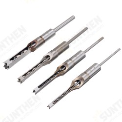 4pcs Square Hole Drill Bits Woodworking Auger Mortising Chisel Set Kit 1/4 to 1/2 Inch Tool Set