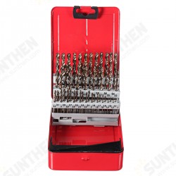 51Pcs 1-6mm M35 Cobalt Drill Bit Set HSS-Co Jobber Length Twist Drill Bits with Metal Case for Stainless Steel Wood Metal Drilling