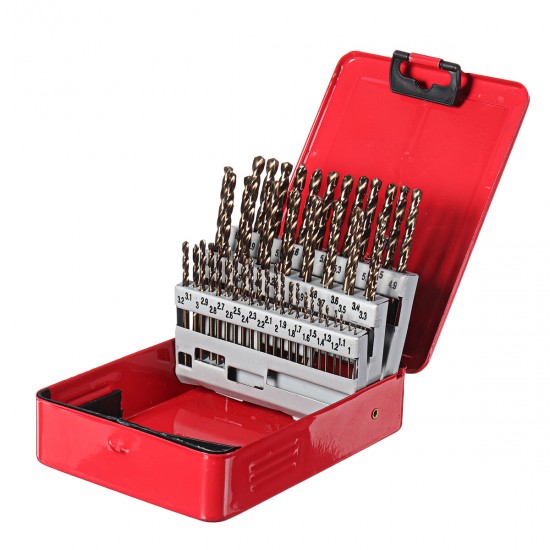 51Pcs 1-6mm M35 Cobalt Drill Bit Set HSS-Co Jobber Length Twist Drill Bits with Metal Case for Stainless Steel Wood Metal Drilling