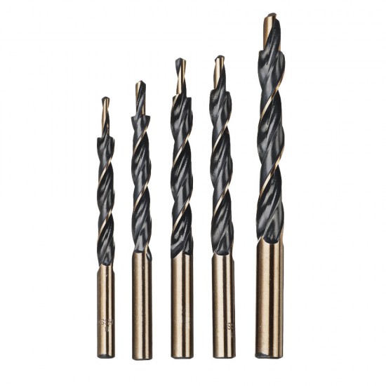 5Pcs Cobalt Drill HSS-Co Twist Step Drill Bits for Manual Pocket Hole Jig Master Woodworking Metal Stainless Steel Drilling