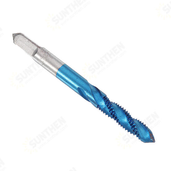 5Pcs M3-M8 Spiral Thread Screw Tap Drill Blue Nano Coated Machine Tap Metric Drill Bit Set